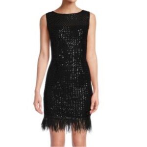 Adrianna Papell Black Sequin Mini Dress